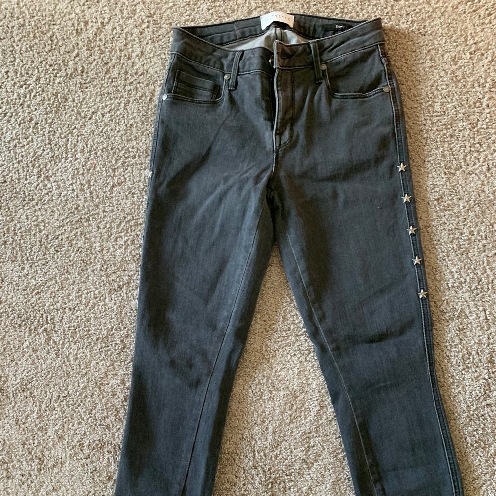 New Parker Smith Jeans Women Dark Grey Blk Size 25